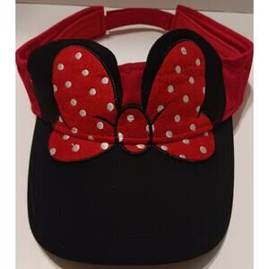Minnie Mouse Visor Style Hat Mouse Ears Disney Parks Authentic Hook & Loop